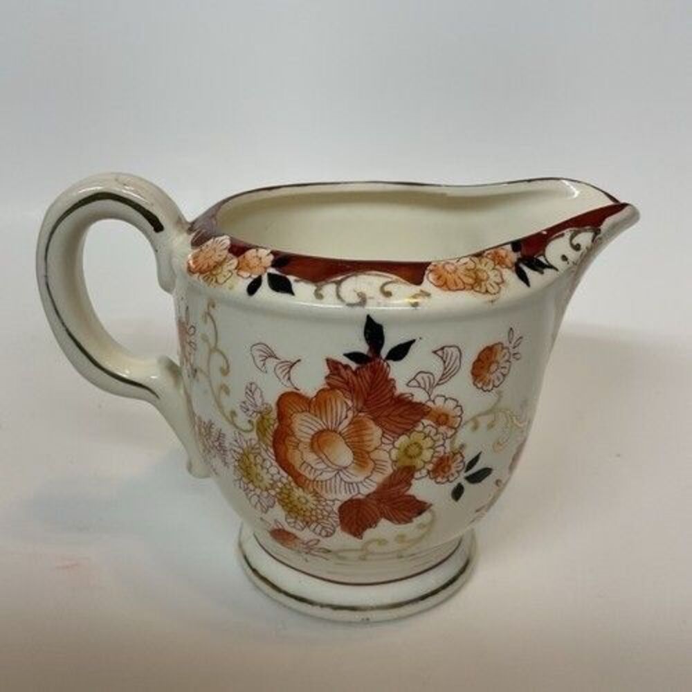 VTG Moriyama Mori-Machi Porcelain Red/Gold China Creamer Hand Painted Japan 4"